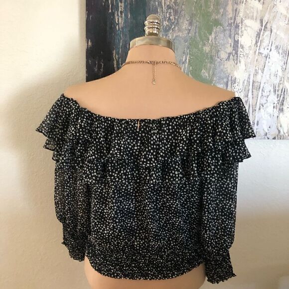 NWT MISA Los Angeles Carlan Top in Black Polka Dot - Picture 3 of 11
